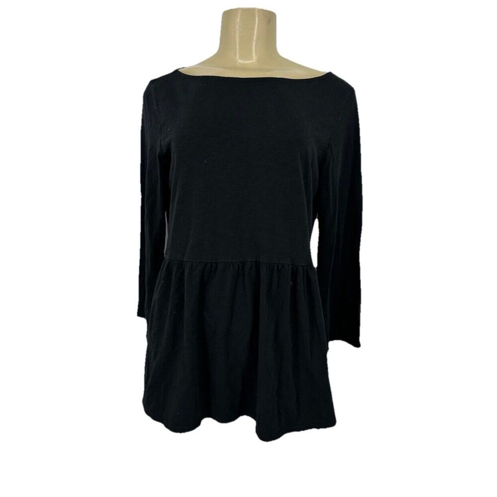 J. Jill Small Women Pullover Casual Black T-shirt Cotton Blend 21-25